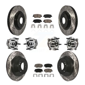 Front Rear Hub Bearing Coated Brake Rotor & Pads Kit (10Pc) For 2016-2020 Kia Sorento FWD KBB-126964