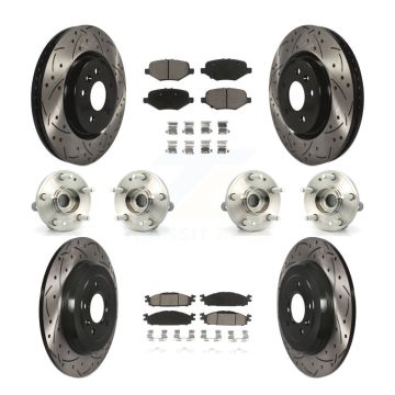 Front Rear Hub Bearings Coated Disc Brake Rotors And Pads Kit (10Pc) For Ford Explorer KBB-126965