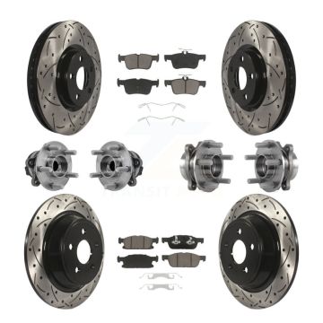 Front Rear Hub Bearing Coated Disc Brake Rotor Pad Kit (10Pc) For 2015-2018 Ford Edge FWD KBB-126966
