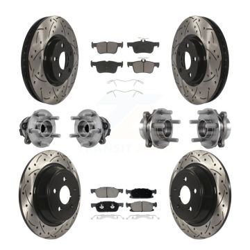 Front Rear Hub Bearing Coated Disc Brake Rotor Pad Kit (10Pc) For Lincoln Continental FWD KBB-126970