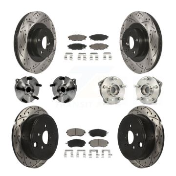 Front Rear Hub Bearings Coated Disc Brake Rotors And Pads Kit (10Pc) For Subaru Impreza KBB-126975