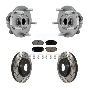 Front Hub Bearing Drilled Slot Brake Rotor Pad Kit For 17-19 Kia Soul Naturally Aspirated KBB-126988