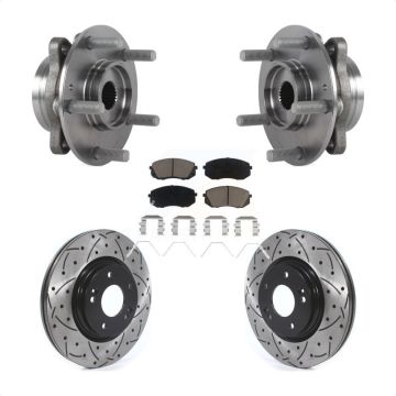 Front Hub Bearing Coated Drill Slot Brake Rotor Pads Kit For Hyundai Kia Forte Elantra GT KBB-126989