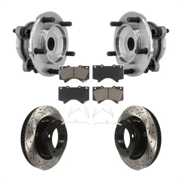 Front Hub Bearing Assembly Drilled Slot Brake Rotor Pad Kit For Toyota Tundra Sequoia 4WD KBB-126990