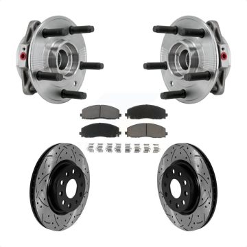 Front Hub Bearing Assembly Coated Drilled Slotted Brake Rotor & Pad Kit For Jeep Wrangler KBB-126991