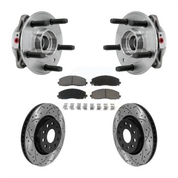 Front Hub Bearing Assembly Drilled Slot Brake Rotor & Pad Kit For Jeep Wrangler Gladiator KBB-126992