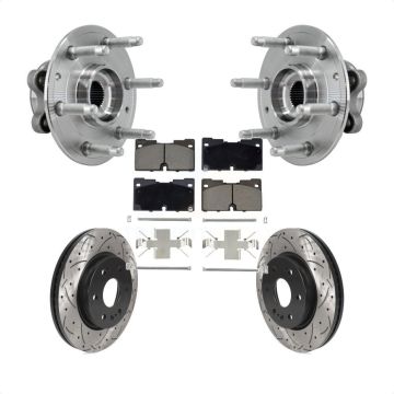 Front Hub Bearing Drill Slot Brake Rotor Pads Kit For Chevrolet GMC Silverado 1500 Sierra KBB-126993