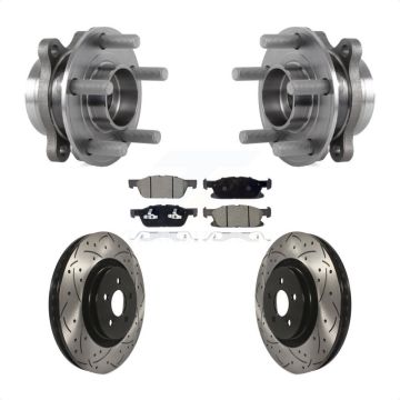 Front Hub Bearing Assembly Coated Drilled Slot Brake Rotor & Pad Kit For Lincoln Nautilus KBB-126998