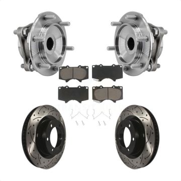 Front Hub Bearing Drill Slot Brake Rotor Pad Kit For 2010-2023 Toyota 4Runner Lexus GX460 KBB-127001