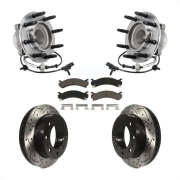 Front Hub Bearing Assembly Drill Slot Brake Rotor Pad Kit For 2018 Chevrolet Express 2500 KBB-127002