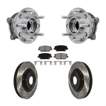 Front Hub Bearing Assembly Drill Slot Brake Rotor Pads Kit For 2019-2020 Hyundai Santa Fe KBB-127005