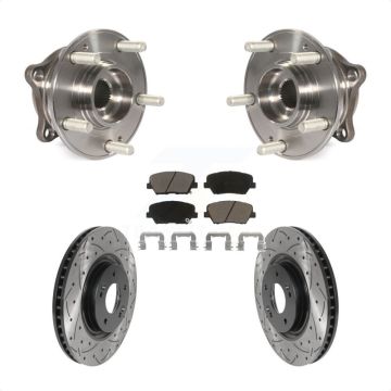 Front Hub Bearing Assembly Coated Drilled Slotted Brake Rotor & Pads Kit For Hyundai Nexo KBB-127006