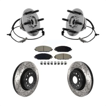 Front Hub Bearing Drilled Slot Brake Rotor & Pad Kit For Ram 1500 With 22" Factory Wheels KBB-127007