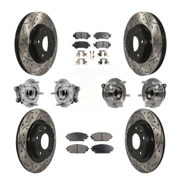 Front Rear Hub Bearing Coated Brake Rotor And Pad Kit (10Pc) For 2016-2018 Mazda CX-3 AWD KBB-127013