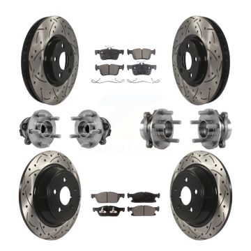 Front Rear Hub Bearing Coated Disc Brake Rotor Pad Kit (10Pc) For 2015-2018 Ford Edge FWD KBB-127019