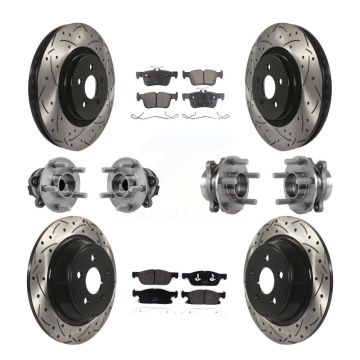 Front Rear Hub Bearing Coated Disc Brake Rotor Pad Kit (10Pc) For Lincoln Continental FWD KBB-127022
