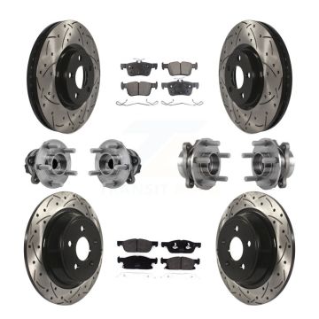 Front Rear Hub Bearing Coated Disc Brake Rotor Pad Kit (10Pc) For Lincoln Continental FWD KBB-127023