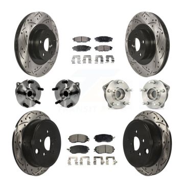 Front Rear Hub Bearings Coated Disc Brake Rotors And Pads Kit (10Pc) For Subaru Impreza KBB-127027