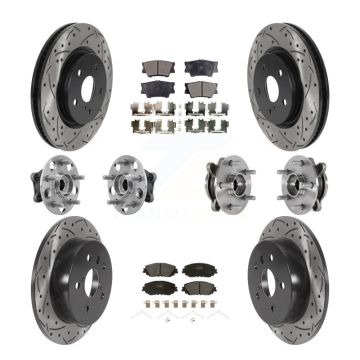 Front Rear Hub Bearings Coated Disc Brake Rotors And Pads Kit (10Pc) For Toyota Camry KBB-127029