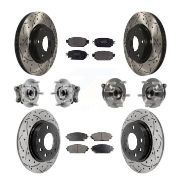 Front Rear Hub Bearing Coated Brake Rotor And Pad Kit (10Pc) For 2019-2021 Mazda CX-3 AWD KBB-127035