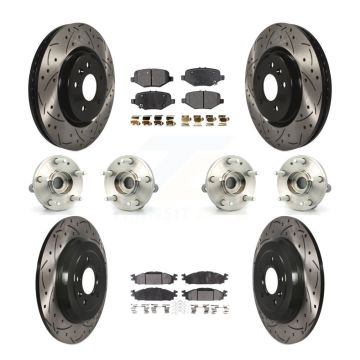 Front Rear Hub Bearings Coated Disc Brake Rotors And Pads Kit (10Pc) For Ford Explorer KBB-127036