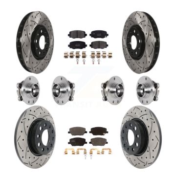 Front Rear Hub Bearing Coated Disc Brake Rotor Pad Kit (10Pc) For Jeep Renegade Fiat 500X KBB-127037