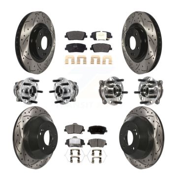 Front Rear Hub Bearing Coated Brake Rotor & Pads Kit (10Pc) For 2016-2020 Kia Sorento FWD KBB-127044