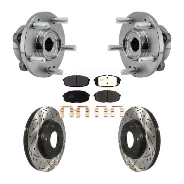 Front Hub Bearing Drilled Slot Brake Rotor Pad Kit For 17-19 Kia Soul Naturally Aspirated KBB-127054
