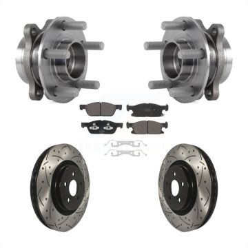Front Hub Bearing Assembly Coated Drilled Slot Brake Rotor & Pad Kit For Lincoln Nautilus KBB-127056