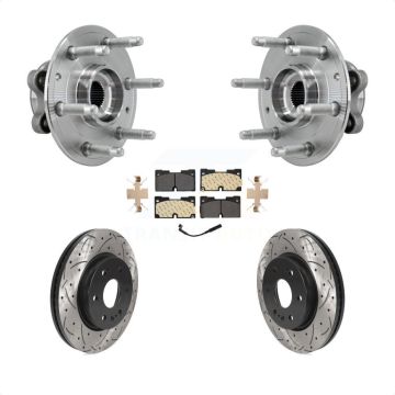 Front Hub Bearing Drill Slot Brake Rotor Pads Kit For Chevrolet GMC Silverado 1500 Sierra KBB-127058