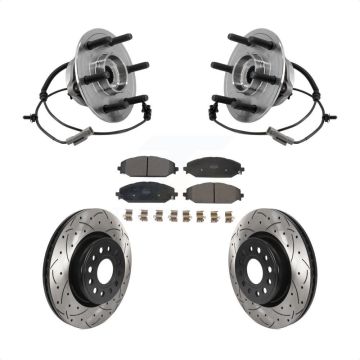 Front Hub Bearing Drilled Slot Brake Rotor & Pad Kit For Ram 1500 With 22" Factory Wheels KBB-127063
