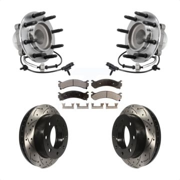 Front Hub Bearing Assembly Drill Slot Brake Rotor Pad Kit For 2018 Chevrolet Express 2500 KBB-127067