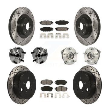 Front Rear Hub Bearings Coated Disc Brake Rotors And Pads Kit (10Pc) For Subaru Impreza KBB-127076