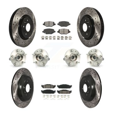 Front Rear Hub Bearings Coated Disc Brake Rotors And Pads Kit (10Pc) For Ford Explorer KBB-127090