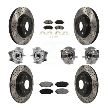 Front Rear Hub Bearing Coated Brake Rotor And Pad Kit (10Pc) For 2016-2018 Mazda CX-3 AWD KBB-127091