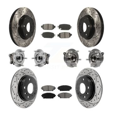 Front Rear Hub Bearing Coated Brake Rotor And Pad Kit (10Pc) For 2019-2021 Mazda CX-3 AWD KBB-127092