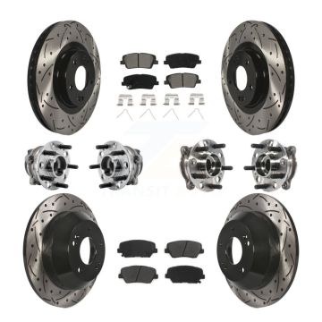 Front Rear Hub Bearing Coated Brake Rotor & Pads Kit (10Pc) For 2016-2020 Kia Sorento FWD KBB-127096