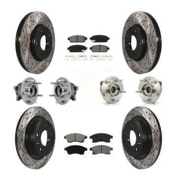 Front Rear Hub Bearing Coated Disc Brake Rotor Pads Kit (10Pc) For 2012-2013 Buick Verano KBB-127097
