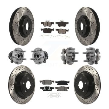 Front Rear Hub Bearing Coated Disc Brake Rotor Pad Kit (10Pc) For 2015-2018 Ford Edge FWD KBB-127098