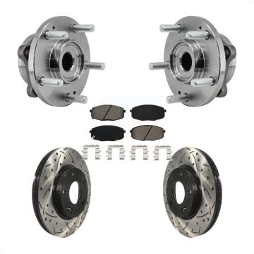 Front Hub Bearing Drilled Slot Brake Rotor Pad Kit For 17-19 Kia Soul Naturally Aspirated KBB-127103