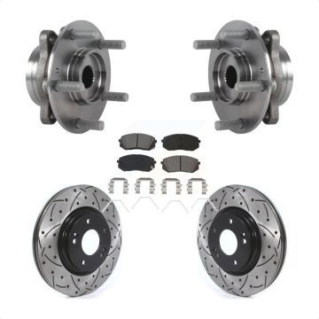 Front Hub Bearing Coated Drill Slot Brake Rotor Pads Kit For Hyundai Kia Forte Elantra GT KBB-127104