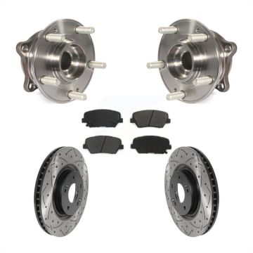Front Hub Bearing Assembly Coated Drilled Slotted Brake Rotor & Pads Kit For Hyundai Nexo KBB-127106