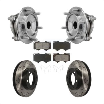 Front Hub Bearing Drill Slot Brake Rotor Pad Kit For Toyota Tacoma 4Runner FJ Cruiser 4WD KBB-127110