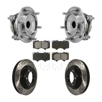 Front Hub Bearing Drill Slot Brake Rotor Pad Kit For 2010-2023 Toyota 4Runner Lexus GX460 KBB-127111
