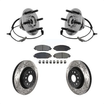Front Hub Bearing Drilled Slot Brake Rotor & Pad Kit For Ram 1500 With 22" Factory Wheels KBB-127114
