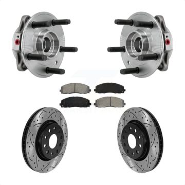 Front Hub Bearing Assembly Drilled Slot Brake Rotor & Pad Kit For Jeep Wrangler Gladiator KBB-127116