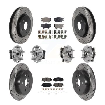 Front Rear Hub Bearings Coated Disc Brake Rotors And Pads Kit (10Pc) For Toyota Camry KBB-127121