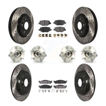 Front Rear Hub Bearings Coated Disc Brake Rotors And Pads Kit (10Pc) For Ford Explorer KBB-127134