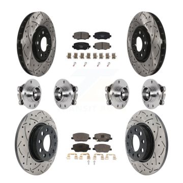 Front Rear Hub Bearing Coated Disc Brake Rotor Pad Kit (10Pc) For Jeep Renegade Fiat 500X KBB-127138