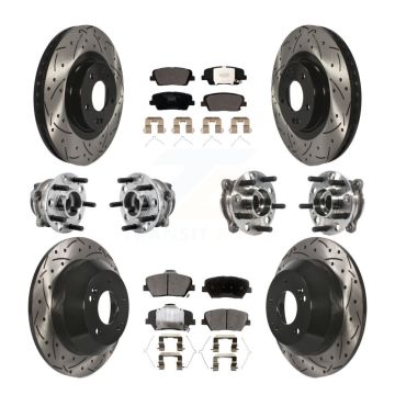 Front Rear Hub Bearing Coated Brake Rotor & Pads Kit (10Pc) For 2016-2020 Kia Sorento FWD KBB-127144